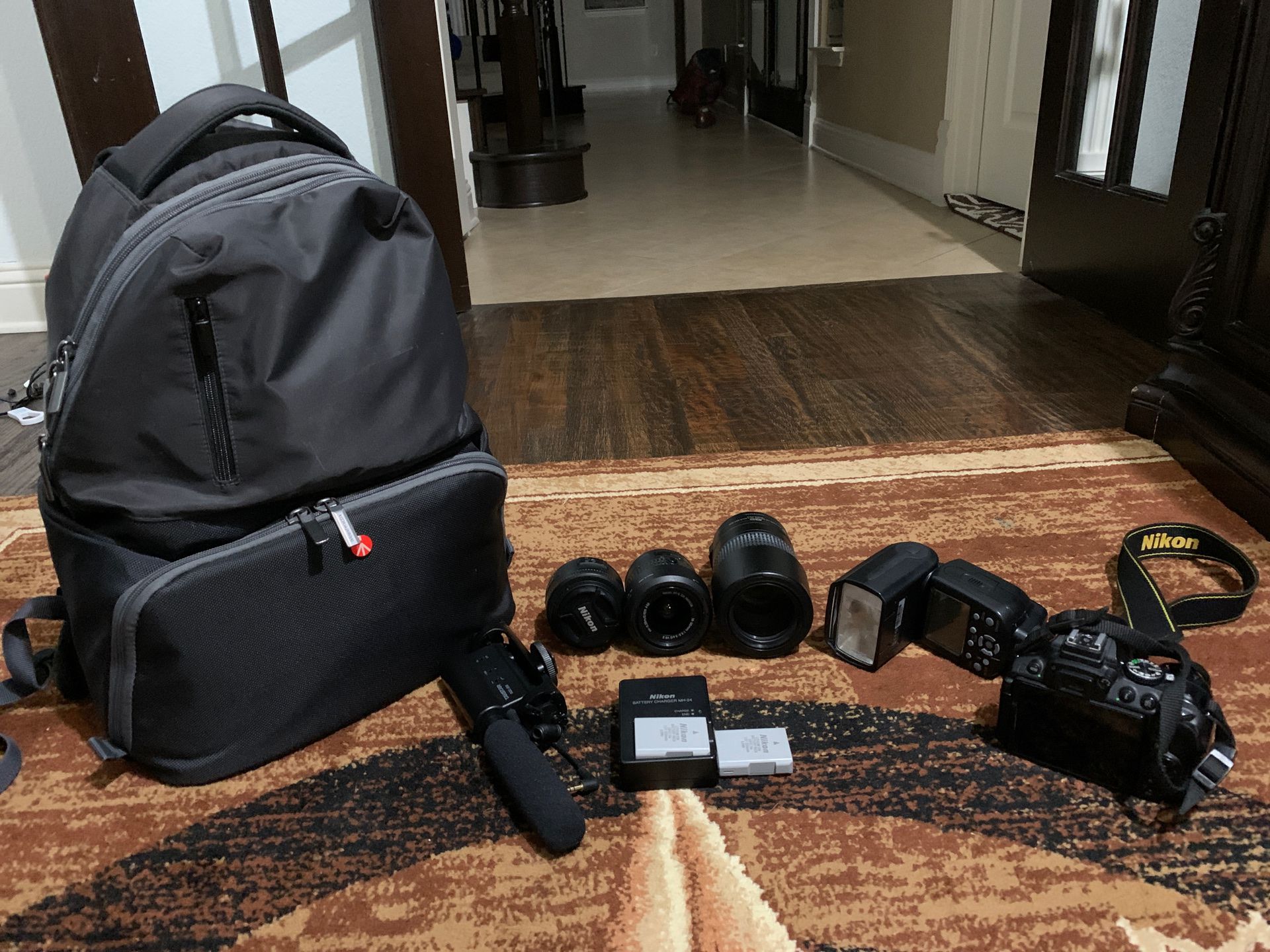 Nikon d5300 with 2 lenses, ,2 batteries ,and backpack