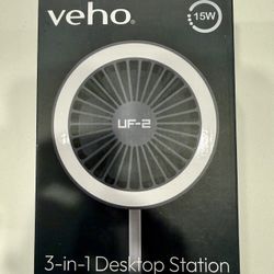 Veho UF-2 USB 3-in-1 Desktop Fan, Smartphone Charger & LED Lamp, BNIB
