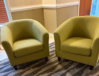 Pair of Olive Green Barrel Accent Chairs – Modern Tub Chairs