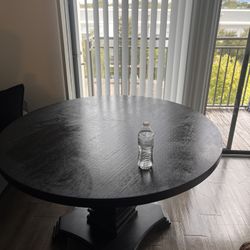 48” Round Wooden Pedestal Table 