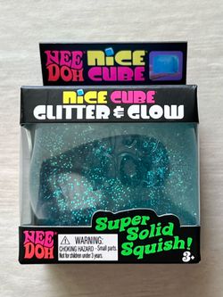 Schylling NeeDoh Blue Nice Cube Glitter & Glow Super Solid Squishy Toy Sensory