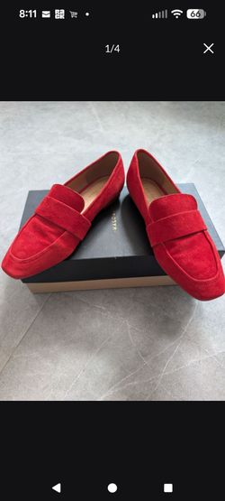Red Suede Penny Loafers Size 7