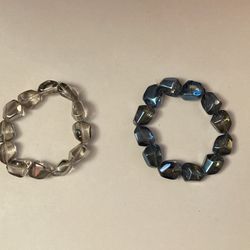 2 Bracelets Natural Gemstone Beaded Stretch