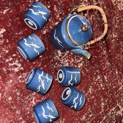 vintage Otagiri ceramic teapot tea cup set with a seagull design