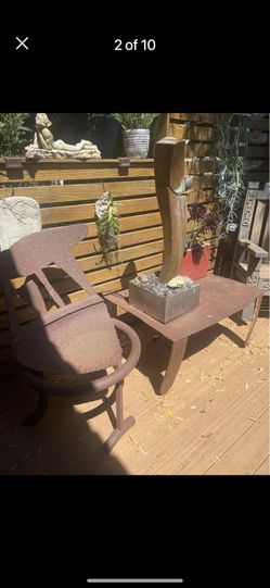 One Of A Kind Reclaimed Steel Coffee Table And Chair 