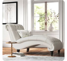 Kelly Clarkson Home Haley Chaise Lounge — Tufted, French Script Pillow