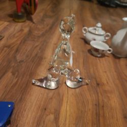 Solid Clear Glass Duck And Chick Set