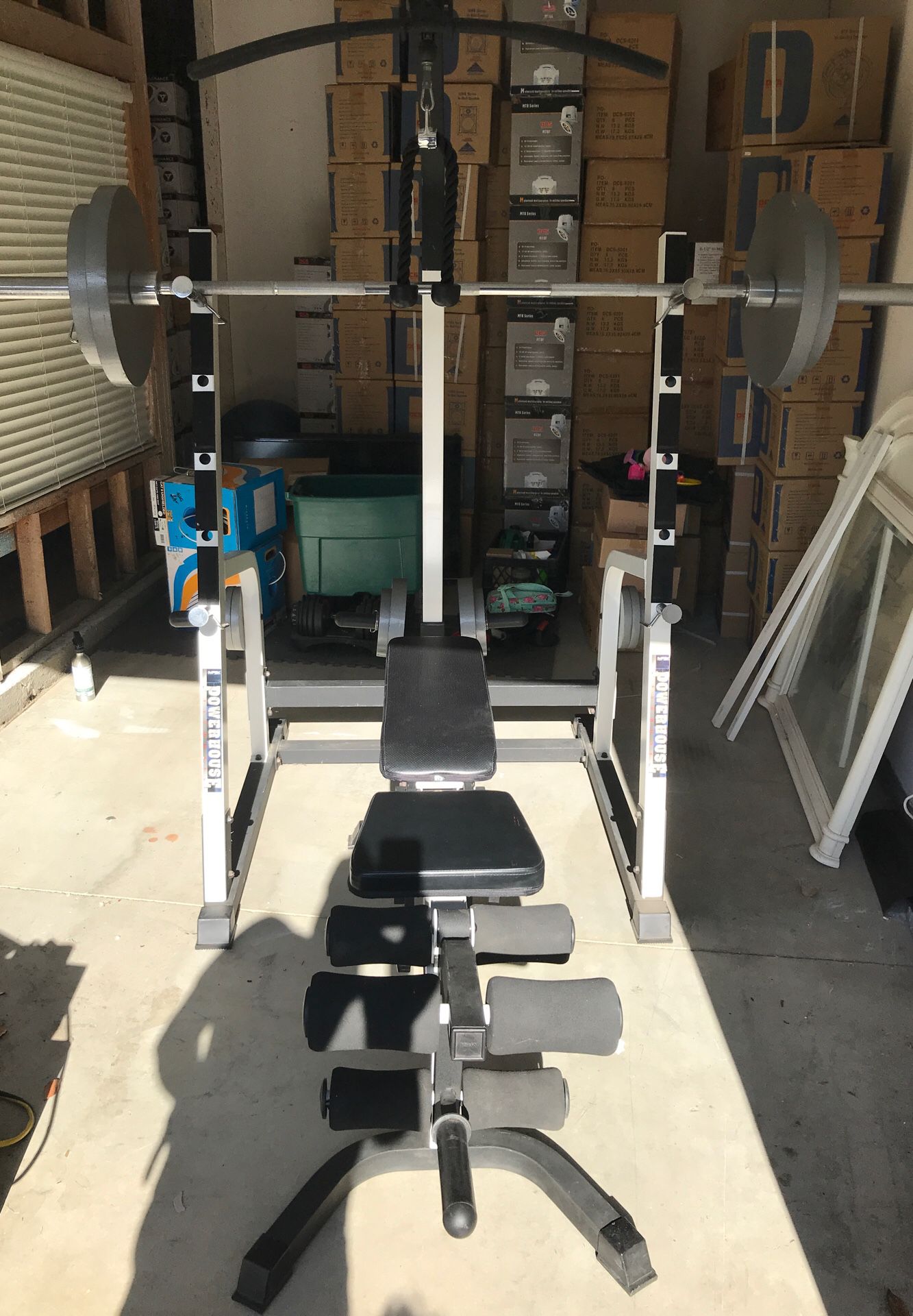Powerhouse Weight Bench with all accessories and weights