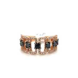 10kt Rose Gold Diamond Ring Rectangle Black And White Diamonds 1.5ctw Size 7 4.00grams 153933 1
