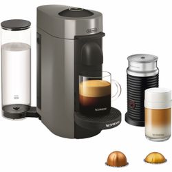 Brand New Nespresso Vertuo Plus Coffee and Espresso Machine by De'Longhi with Aeroccino, Grey - Gray