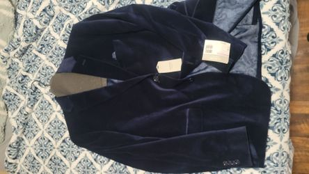 Navy Blue Velvet Blazer with Tags
