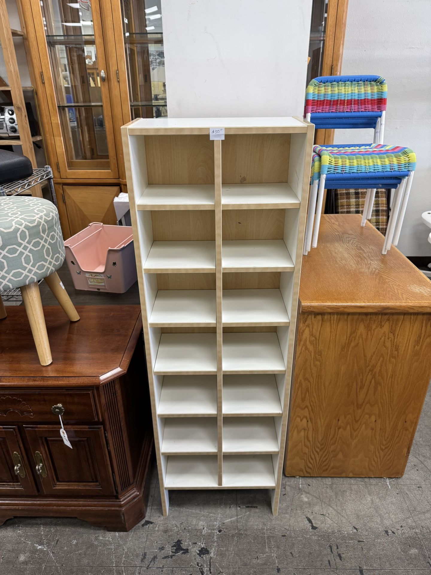 White Narrow Shelf Organizer