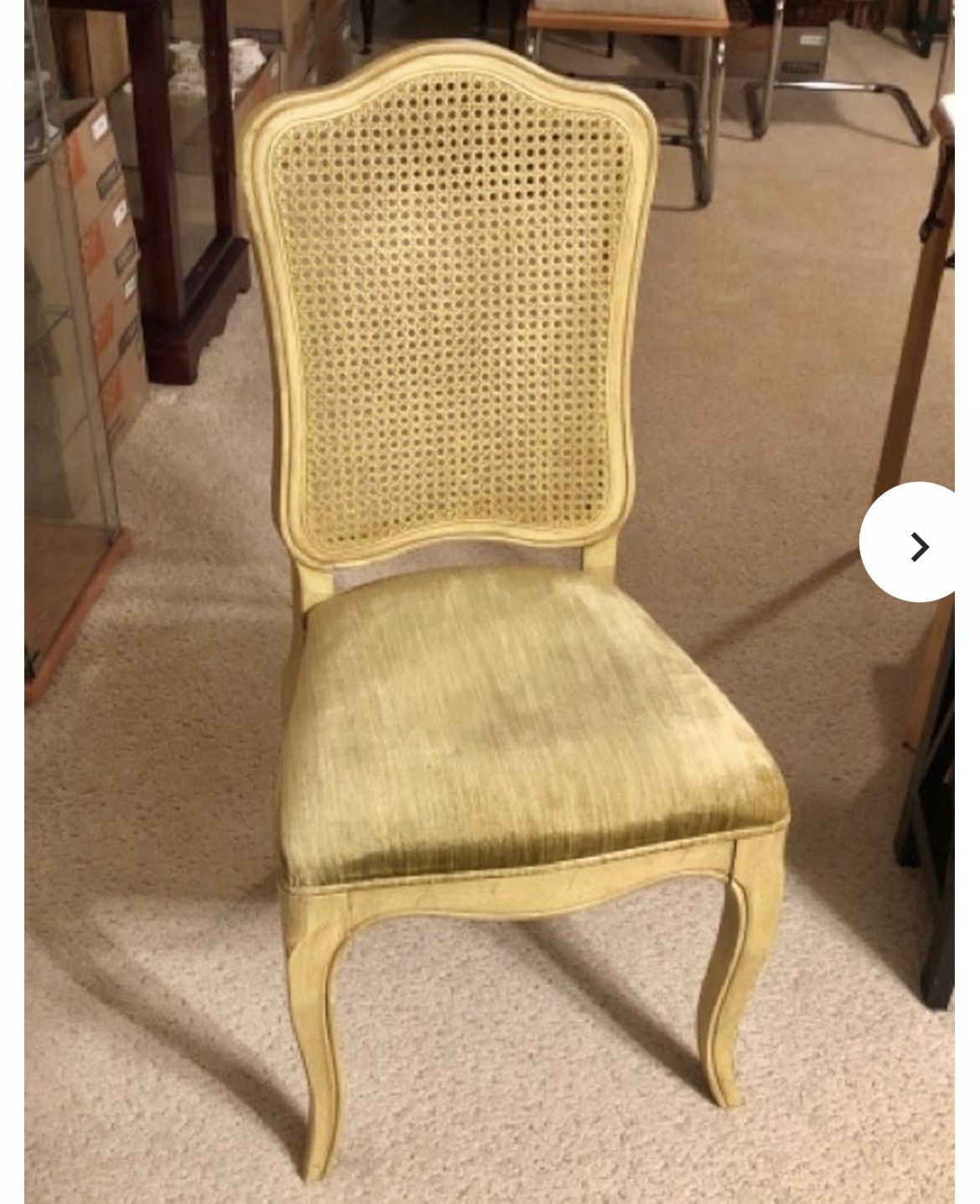 Cane Back Velvet Seat Chair
