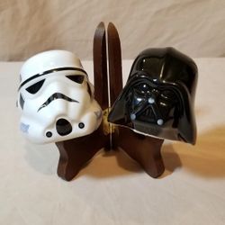 Star Wars Darth Vader Stormtrooper Salt & Pepper Shaker Set Ceramic Disney ROTJ