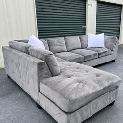 Gray Sectional Sofa Couch 