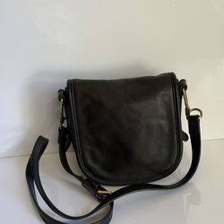 Black Fossil Cow Hide Leather Crossbody Bag