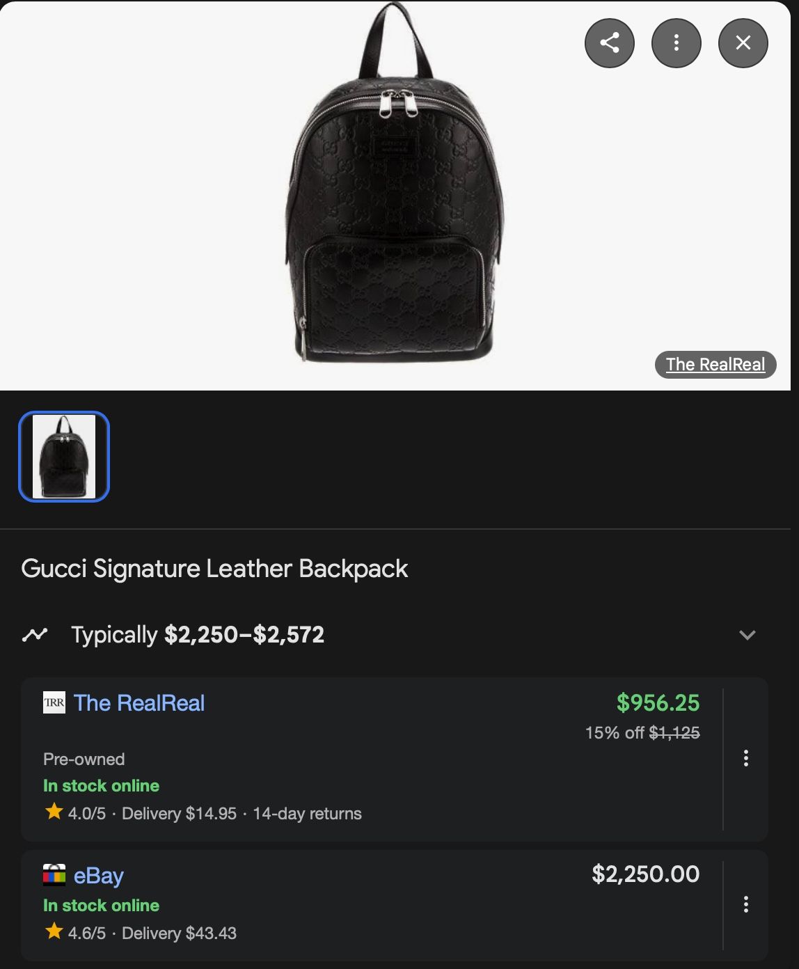 Gucci Signature Leather Backpack (Black)