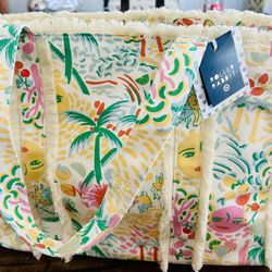 Roller Rabbit x Target - Vacation Fringe Canvas Tote Bag Yellow/ Green NWT ⭐️