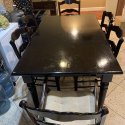 Dark Wood Six Chair Dining Table W/ 6 Chairs