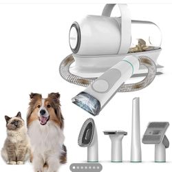 Pet Grooming Kit & Vacuum Suction with 5 Professional Grooming Shedding Tools for Dogs Cats