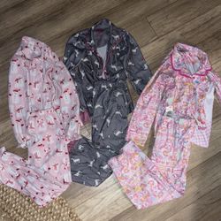 SO Gymboree Shopkins pink gray girls winter flannel pajamas sets pants tops 7/8