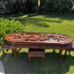 Asian camphor wood hand carved Coffee Table