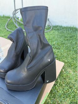Windsor Smith Hidden Black Platform Sock Boots – Size 7 Very Good