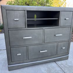 Gray Modern Wood Dresser Chest of Drawers Furniture Great Condition Originally $800