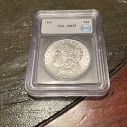 1891 Morgan Silver Dollar Graded AU55 UNC! 