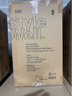 Stylewell gel infused memory foam mattress topper