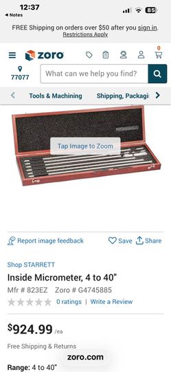 Starrett Inside Micrometer, 4 to 40"