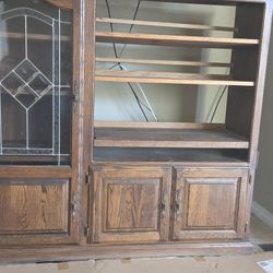 Solid Walnut Entertainment Cabinet With Leaded Glass doorsd