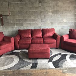 Red Couch Set “WE DELIVER”