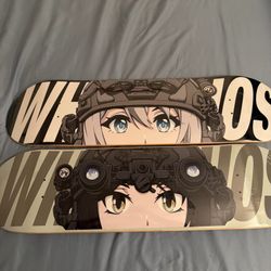 White Phosphor Skateboard Deck “BNVD NODs Waifu”