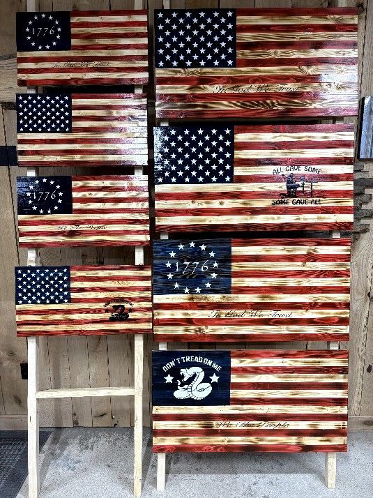 Handmade Wooden American Flags