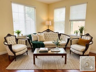 Vintage Ornate Victorian-Style 3-Piece Parlor Set – Sofa + 2 Armchairs – $650 OBO