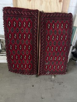 2 Arabic rug covered cushions brought back from Iraq