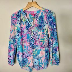 Lilly Pulitzer 100% Silk Blouse Size S