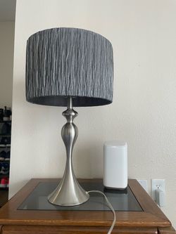 Table Lamp with Gray Drum Shade