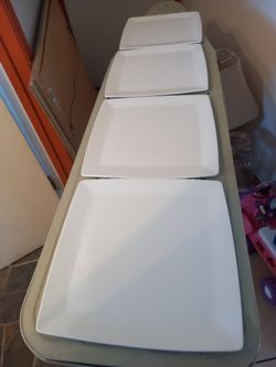 White Square Plates And Bowls