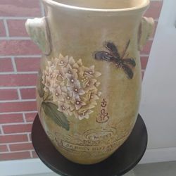 Jardin Botanique French Pottery Vase 17 Inches Tall 