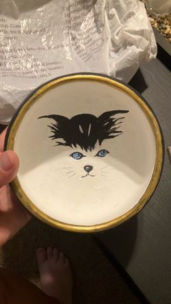Hand painted cat bowl