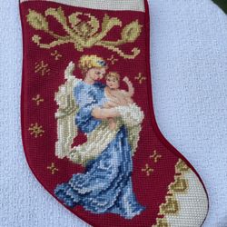 Wool Needlework Angel Stocking