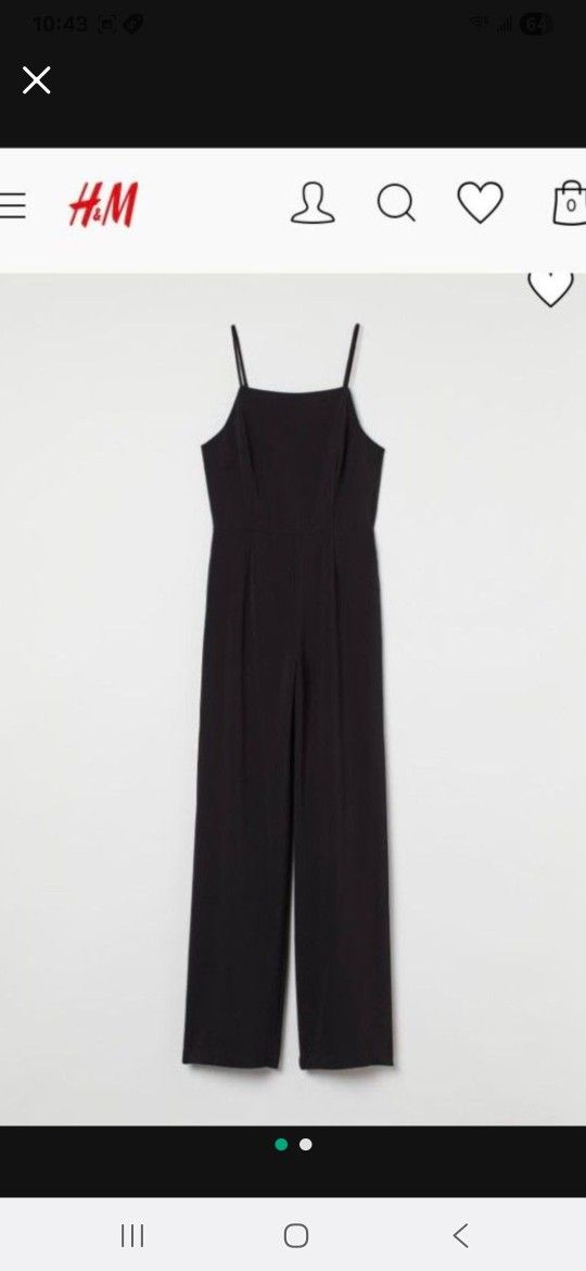 NEW H&M Women Black WIDE STRAPS Jumpsuit Overalls Medium Wide Leg Pants Size XS