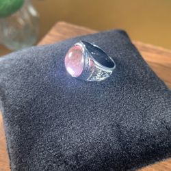 Precious Keepsakes Silver Tone Peach Stone Ring