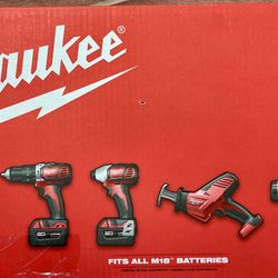 NEW Milwaukee M18 2695-24 Cordless 18V 4-Tool Combo Kit