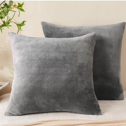 BEDELITE Velvet Pillow Covers 26x26 with Zipper, 2 Pack Super Soft Square Pillow Covers for Bedroom, Sofa, Couch,Luxury Cozy Fleece Pillowcases for Al