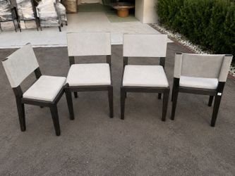Restoration Hardware RH 4 Veneto Leather Oak Wood Saddle Side Dining Chairs