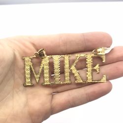 Gold Pendant 10K  “Mike” Name Pendant 
