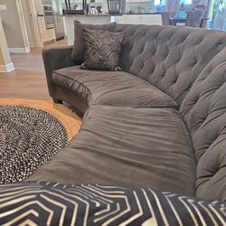 Microsuede Sofa - curved & tufted $200 OBO